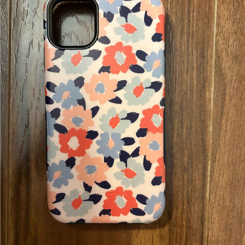 Floral Design Phone Case - Navy, Coral, and White